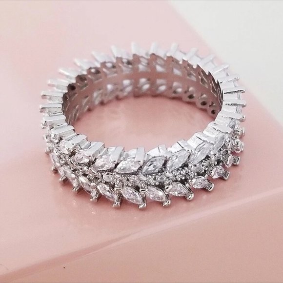 ETERNITY BAND DIAMOND CUT S925 STERLING SILVER RING, BEAUTIFUL RING, SHINY RING - Picture 5 of 5